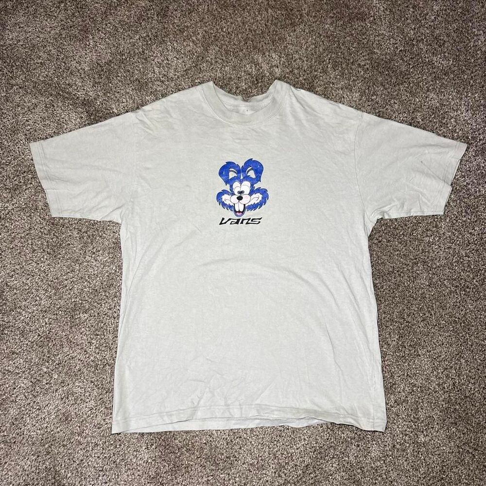 Vans Men's Grey and White T-shirt